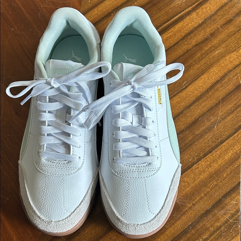 Puma Women's White and Mint Sneakers